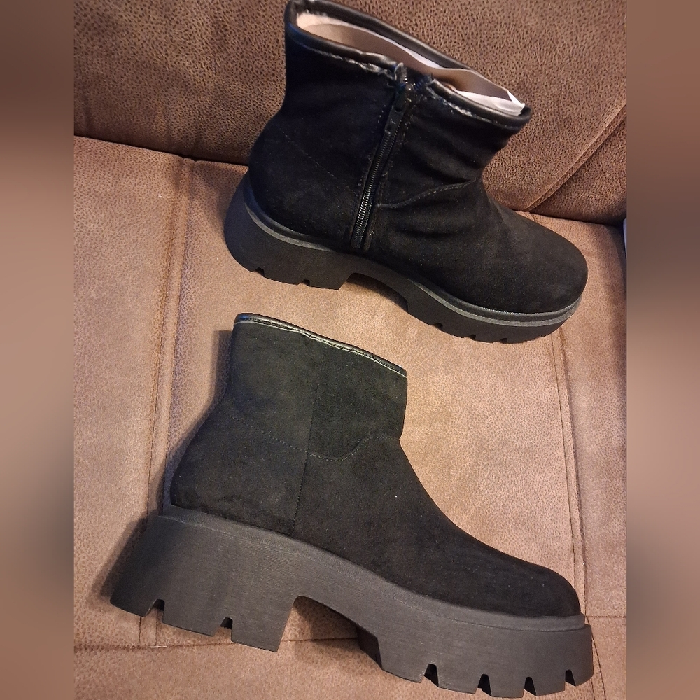 No Boundaries Cozy Boot Platform Ankle Boots Black Size 9 - Picture 8 of 8